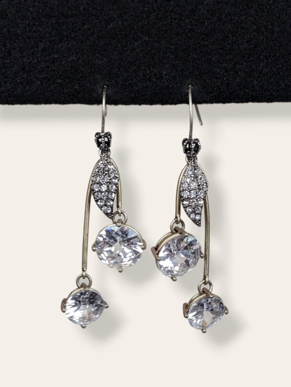 Large White CZ Stone "Cherry" Style Earrings